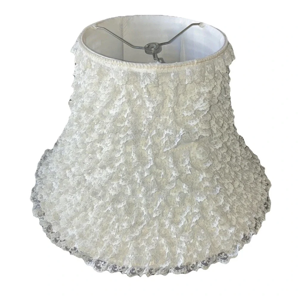 Vintage Lamp Shade White Lace Ruffles 16x11